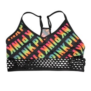 PINK Victoria's Secret Ultimate Lightly Lined Rainbow Logo Mesh Sports Bra M